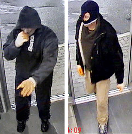 Bilder der Überwachungskamera: Täter 1 links, Täter 2 rechts
