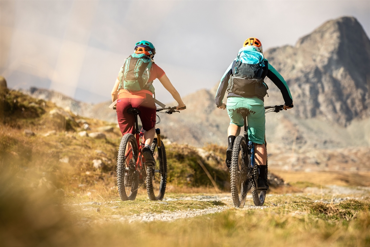 Zwei Montainbiker von hinten
