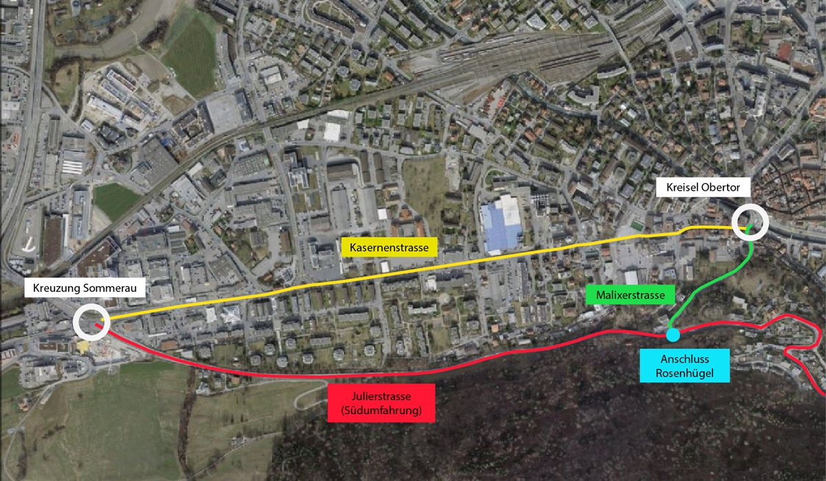 Übersicht der Verkehrswege © Tiefbauamt Graubünden