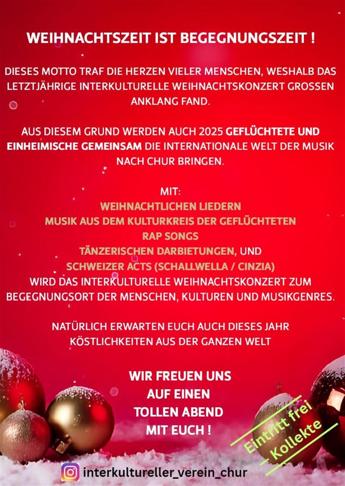 Rückseite Einladung zum Interkulturellen Weihnachtskonzert 2025
