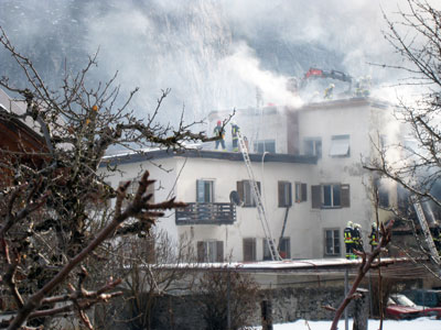 Brand im alten Dorfteil von Thusis