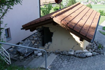 Ein demoliertes Treppenhaus