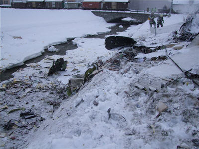 Trümmerfeld des Flugzeugabsturzes in Bever