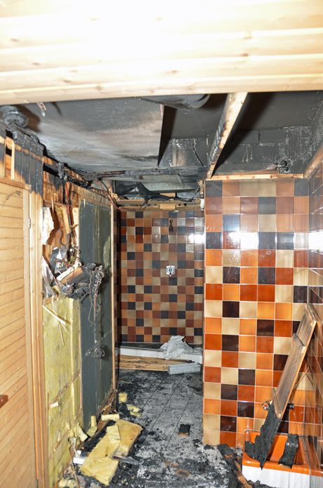 Die durch den Brand beschädigte Saunaanlage des Hotels