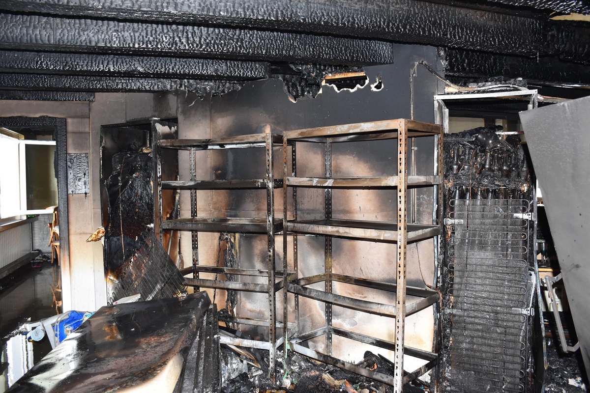 vom Brand zerstörter Innenraum
