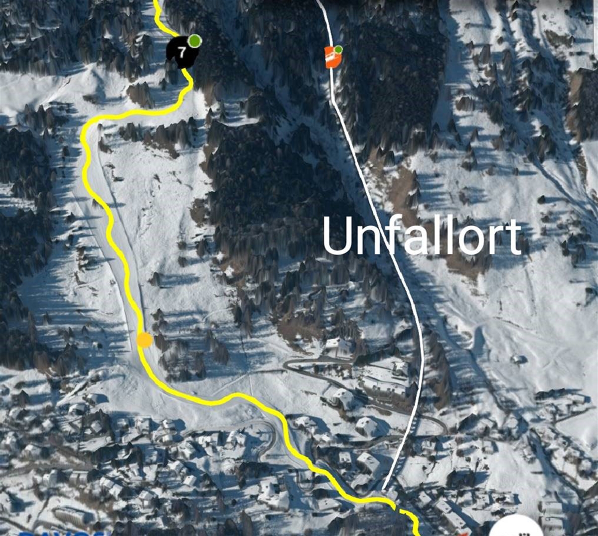Luftaufnahme vom Palüdahang Skipiste zur Talstation
