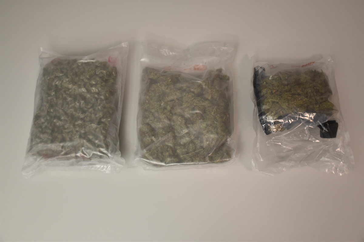 Sichergestelltes Marihuana, abgepackt in drei verschweisste Plastiksäcke
