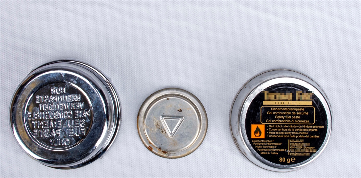 Originalbehälter in welchen flüssiger Brennsprit nachgefüllt wurde