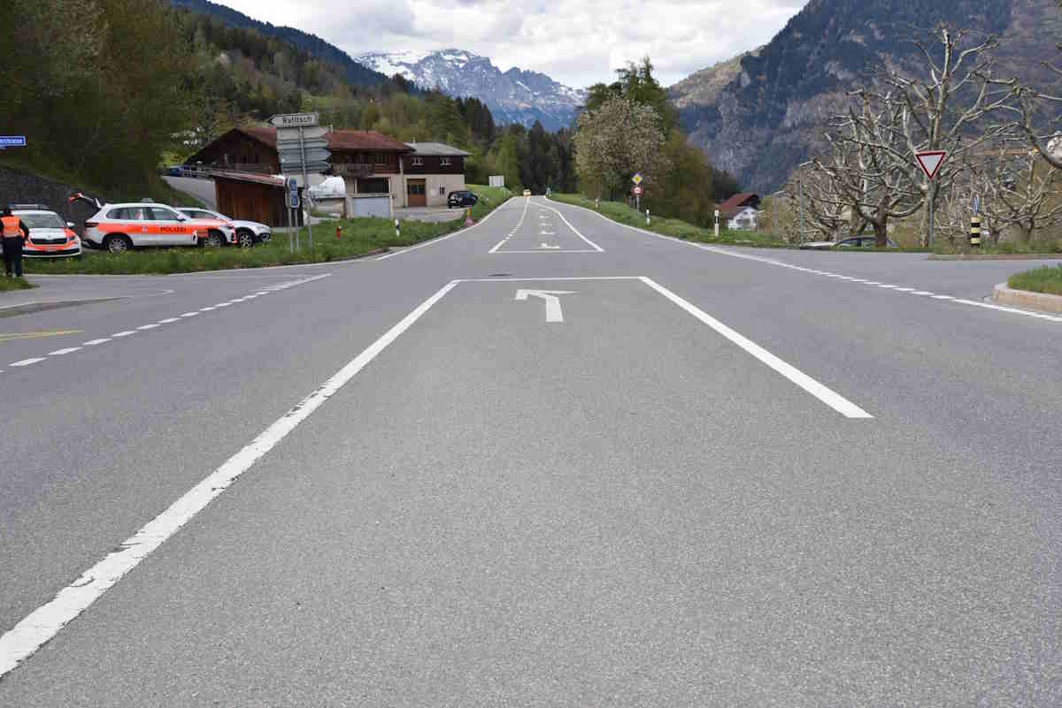 Unfallstelle auf der italienischen Strasse bei der Klinik Beverin