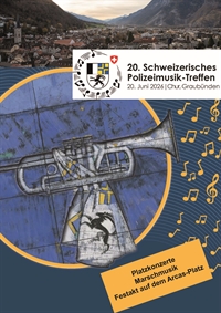 Flyer 20. Schweizerisches Polizeimusik-Treffen 2026 in Chur vom 20. Juni 2026