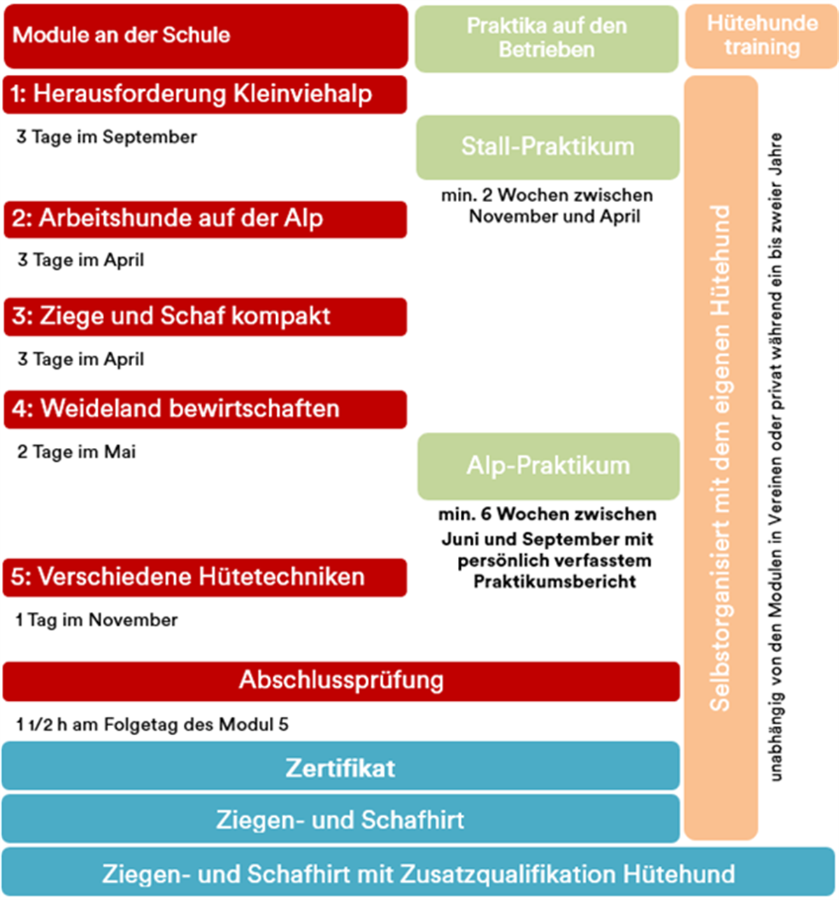 Übersicht Ablauf Ziegen- und Schafhirtenausbildung