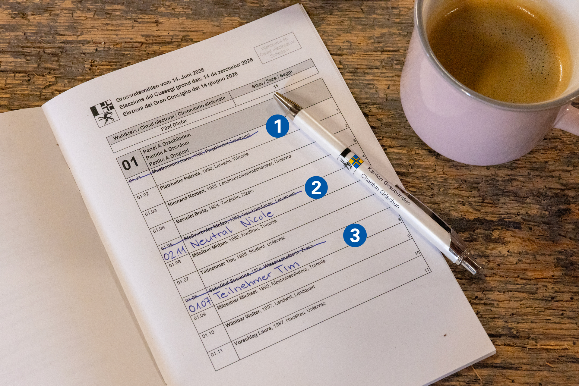 Wahlzettel Beispiel