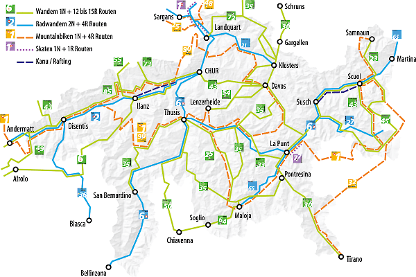 SchweizMobil-Routen in Graubünden