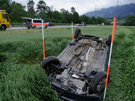VU Umfahrung Chur Endlage Unfallfahrzeug
