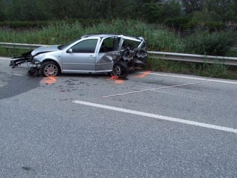 Endlage des gerammten Personenwagens