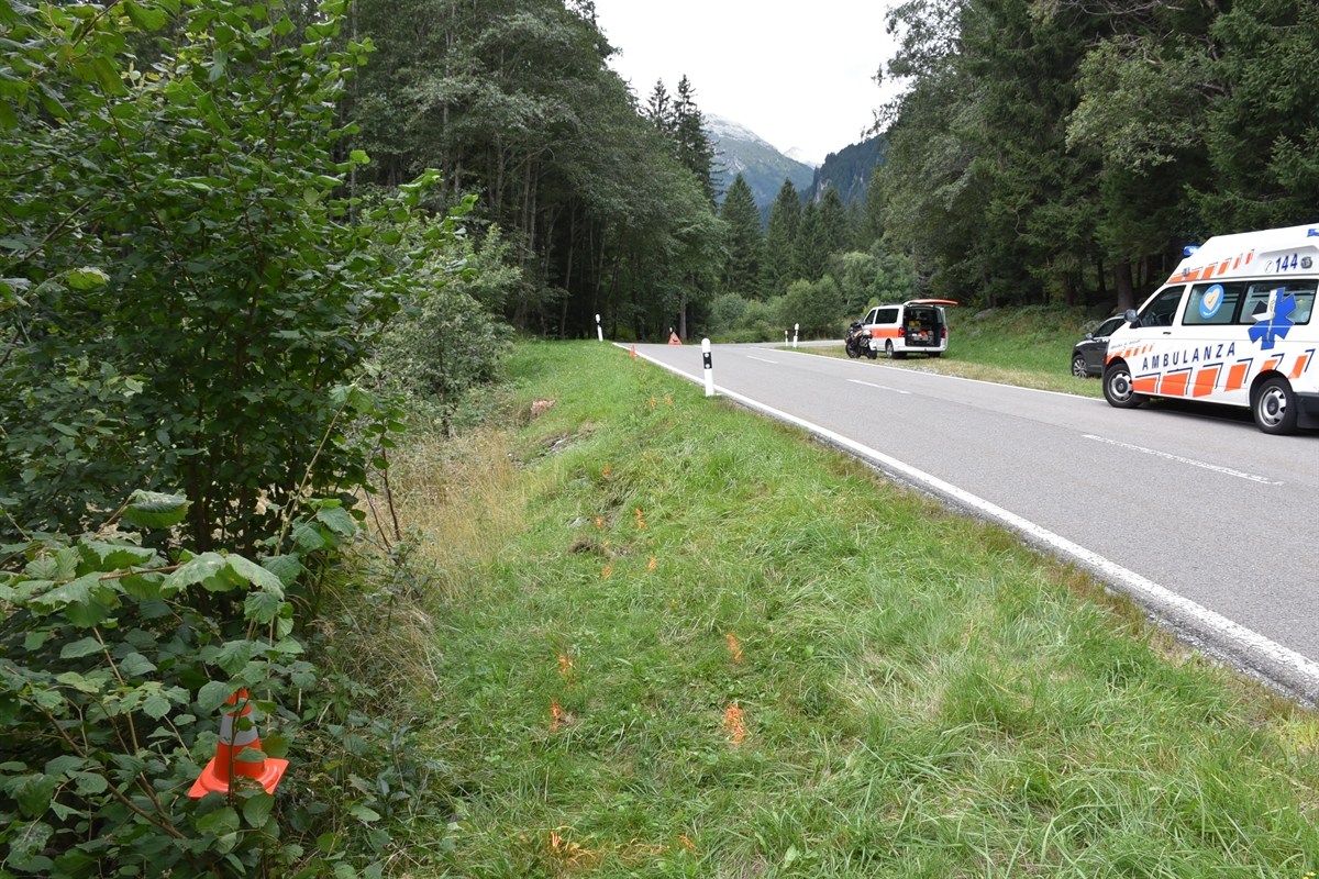 Unfallstelle mit Abhang und Busch