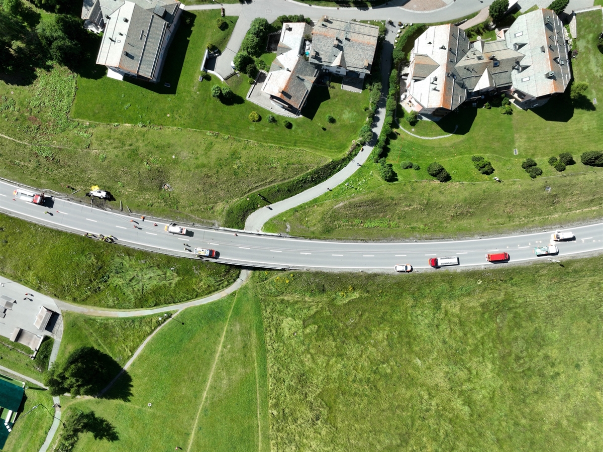 Luftaufnahme auf die Unfallstelle